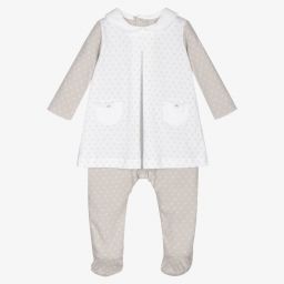 Laranjinha-Girls Beige Cotton Babygrow | Childrensalon Outlet