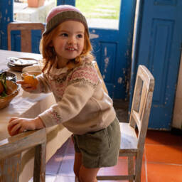 Laranjinha-بلوفر كشمير وصوف لون بيج للبنات | Childrensalon Outlet