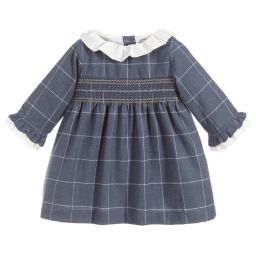 Шик от Laranjinha-Girls Blue Check Cotton Dress | Childrensalon Outlet