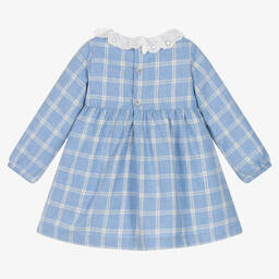 Шик от Laranjinha-Голубое хлопковое платье в клетку | Childrensalon Outlet
