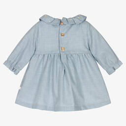 Chic by Laranjinha-Girls Blue Checked Cotton Dress | Childrensalon Outlet