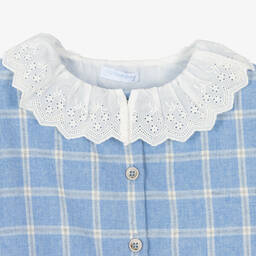 Laranjinha-Girls Blue Checked Cotton Dress | Childrensalon Outlet