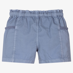 Laranjinha-Girls Blue Cotton Shorts | Childrensalon Outlet