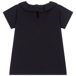 Laranjinha-Girls Blue Cotton T-Shirt | Childrensalon Outlet