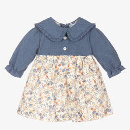 Laranjinha-Girls Blue & Ivory Floral Dress | Childrensalon Outlet