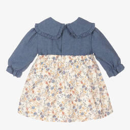 Laranjinha-Girls Blue & Ivory Floral Dress | Childrensalon Outlet