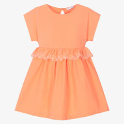 Laranjinha-Girls Coral Cotton Day Dress | Childrensalon Outlet