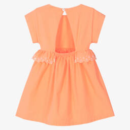 Laranjinha-Girls Coral Cotton Day Dress | Childrensalon Outlet