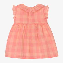 Laranjinha-Кораллово-розовое платье из хлопка в клетку | Childrensalon Outlet