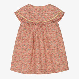 Laranjinha-Girls Coral Pink Floral Print Dress | Childrensalon Outlet