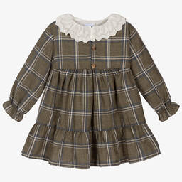 Laranjinha-Зеленое хлопковое платье в клетку для девочек | Childrensalon Outlet