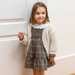 Laranjinha-Зеленое хлопковое платье в клетку для девочек | Childrensalon Outlet