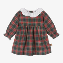 Laranjinha-فستان تارتان قطن لون أخضر وأحمر | Childrensalon Outlet