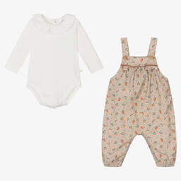 Laranjinha-Кремово-бежевый комплект с полукомбинезоном | Childrensalon Outlet