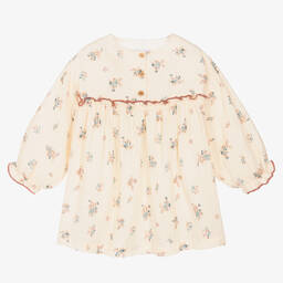 Laranjinha-Кремовое хлопковое платье в цветочек для девочек | Childrensalon Outlet