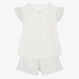 Laranjinha-بيجاما شورت قطن لون عاجي للبنات | Childrensalon Outlet