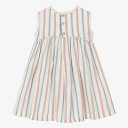 Laranjinha-فستان قطن مقلم لون عاجي | Childrensalon Outlet