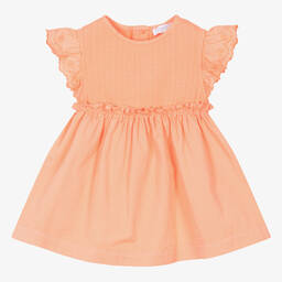 Laranjinha-Girls Orange Cotton Dress | Childrensalon Outlet