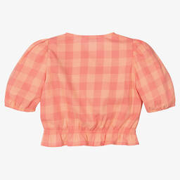 Laranjinha-Girls Pink Check Cotton Blouse | Childrensalon Outlet