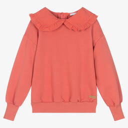 Laranjinha-Розовый хлопковый свитшот с рюшами на воротнике | Childrensalon Outlet