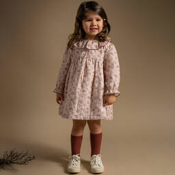 Laranjinha-Girls Pink Floral Cotton Dress | Childrensalon Outlet