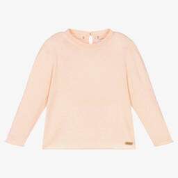 لارانجينا-كنزة مزيج صوف وكشمير محبوك لون زهري للبنات | Childrensalon Outlet