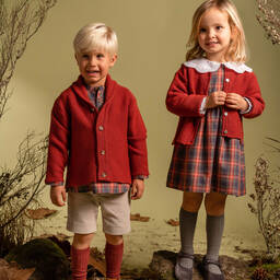 Laranjinha-Girls Red & Blue Check Cotton Dress | Childrensalon Outlet
