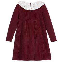 Chic by Laranjinha-فستان مزيج صوف محبوك لون أحمر و أبيض | Childrensalon Outlet