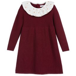 Chic by Laranjinha-فستان مزيج صوف محبوك لون أحمر و أبيض | Childrensalon Outlet
