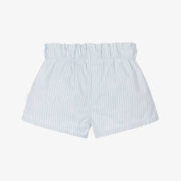 Laranjinha-Girls Soft Blue Striped Twill Shorts | Childrensalon Outlet