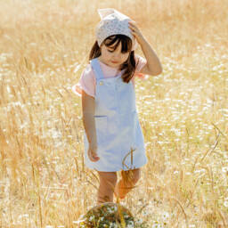 Laranjinha-Мягкий голубой твиловый сарафан для девочек | Childrensalon Outlet