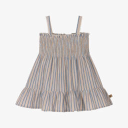 Laranjinha-Girls Striped Blue Cotton Sundress | Childrensalon Outlet