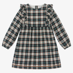 Laranjinha-Girls Tartan Twill Ruffle Dress | Childrensalon Outlet