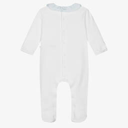 لارانجينا-بيبي غرو قطن لون أبيض وأزرق أكوا للمولودات | Childrensalon Outlet