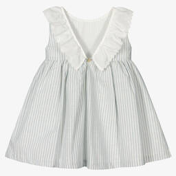 Laranjinha-Белое хлопковое платье в голубую полоску | Childrensalon Outlet