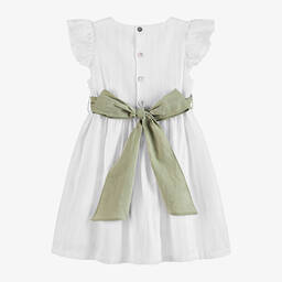 Laranjinha-Girls White Cotton Dress | Childrensalon Outlet