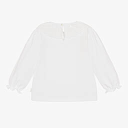 Laranjinha-Girls White Cotton Jersey Blouse | Childrensalon Outlet