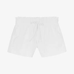 Laranjinha-Girls White Cotton Shorts | Childrensalon Outlet