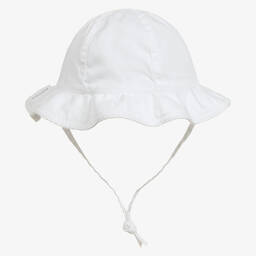 Laranjinha-Girls White Cotton Sun Hat | Childrensalon Outlet