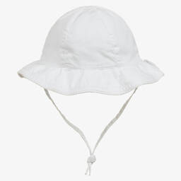 Laranjinha-Girls White Cotton Sun Hat | Childrensalon Outlet