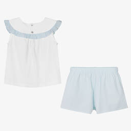 Laranjinha-Короткая бело-зеленая пижама из хлопка | Childrensalon Outlet