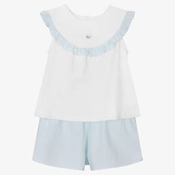 Laranjinha-Короткая бело-зеленая пижама из хлопка | Childrensalon Outlet