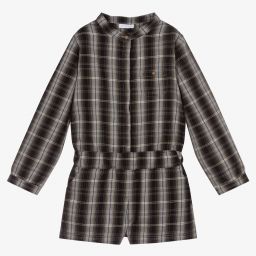 Laranjinha-Grey Check Cotton Playsuit | Childrensalon Outlet