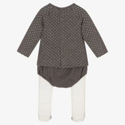 Laranjinha-Grey Cotton 2 Piece Babysuit | Childrensalon Outlet