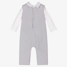 Laranjinha-Grey Cotton Dungaree Set | Childrensalon Outlet