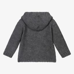 Laranjinha-Grey Knit Hooded Cardigan | Childrensalon Outlet