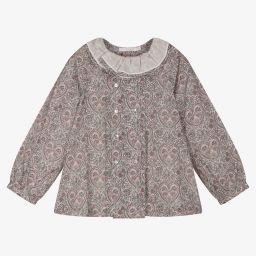 Chic by Laranjinha-Grey & Pink Cotton Blouse | Childrensalon Outlet