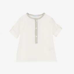Laranjinha-Ivory Cotton Baby Shirt | Childrensalon Outlet