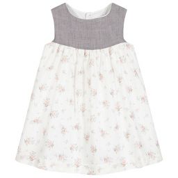 Chic by Laranjinha-Ivory & Grey Cotton Dress | Childrensalon Outlet