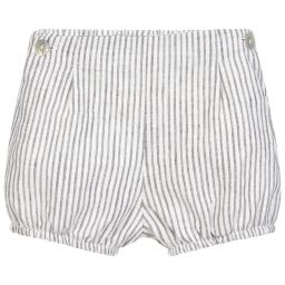 Laranjinha-طقم شورت وقميص قطن وكتّان لون رمادي وعاجي للمواليد | Childrensalon Outlet